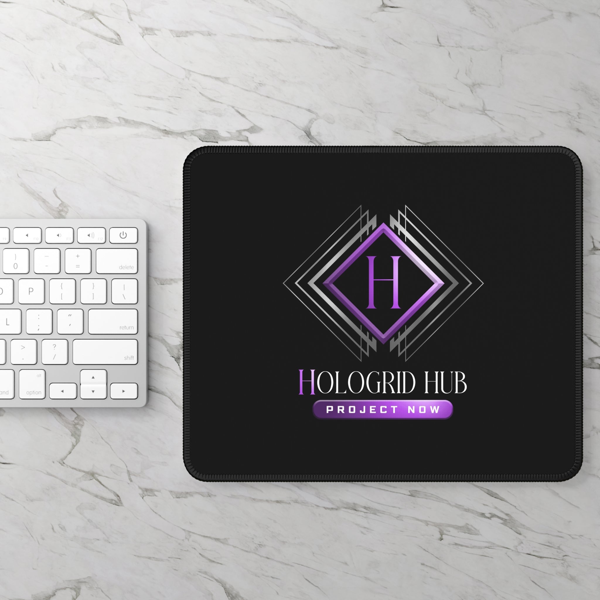 Black Custom Gaming Mouse Pad - Hologrid Hub Logo