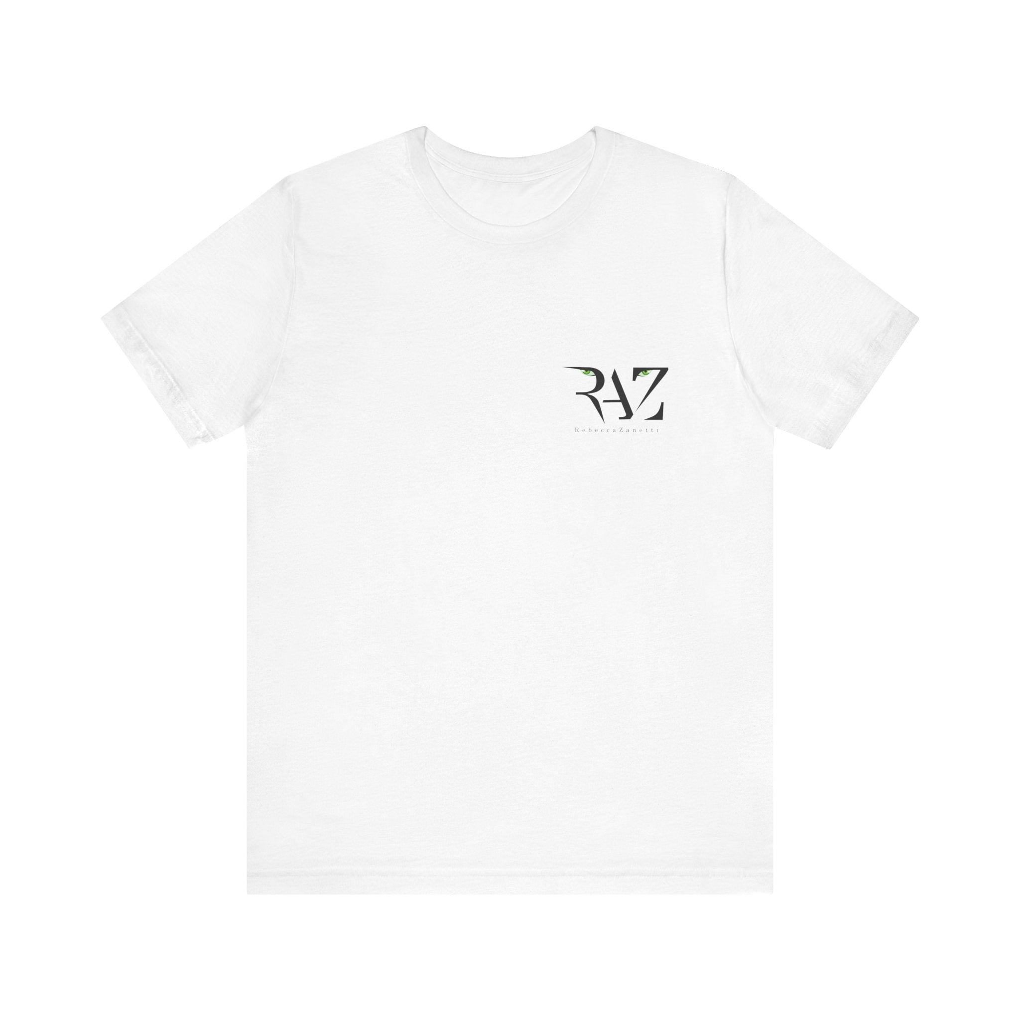 Unisex Short Sleeve Tee - RAZ Logo Front, Rebecca's Rebels Dark Gray Logo Back