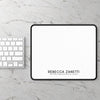 White Custom Gaming Mouse Pad - Rebecca Zanetti Black Logo