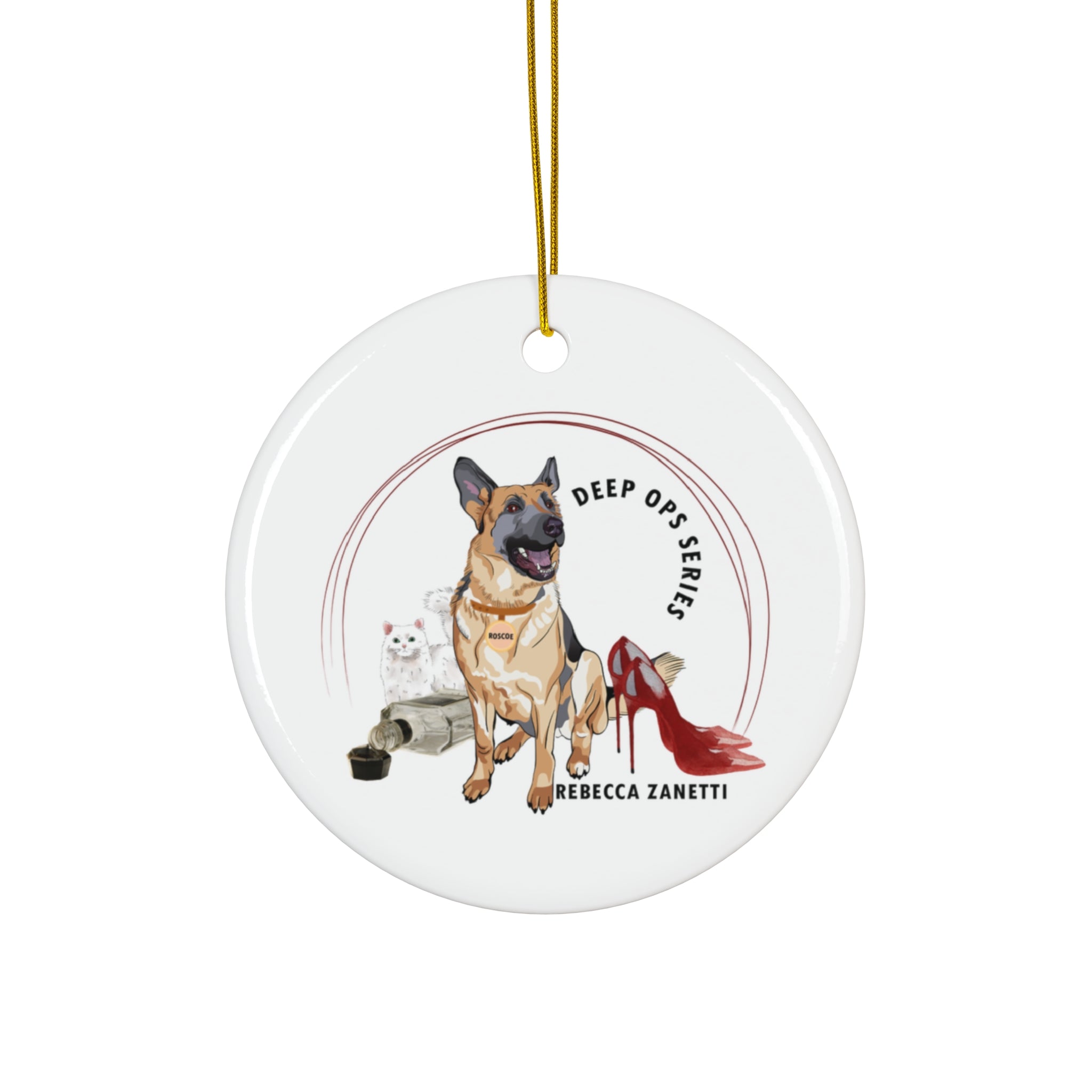 Ceramic Ornament — Dog & Boots 'Deep Ops Series' Personalized Holiday Decoration