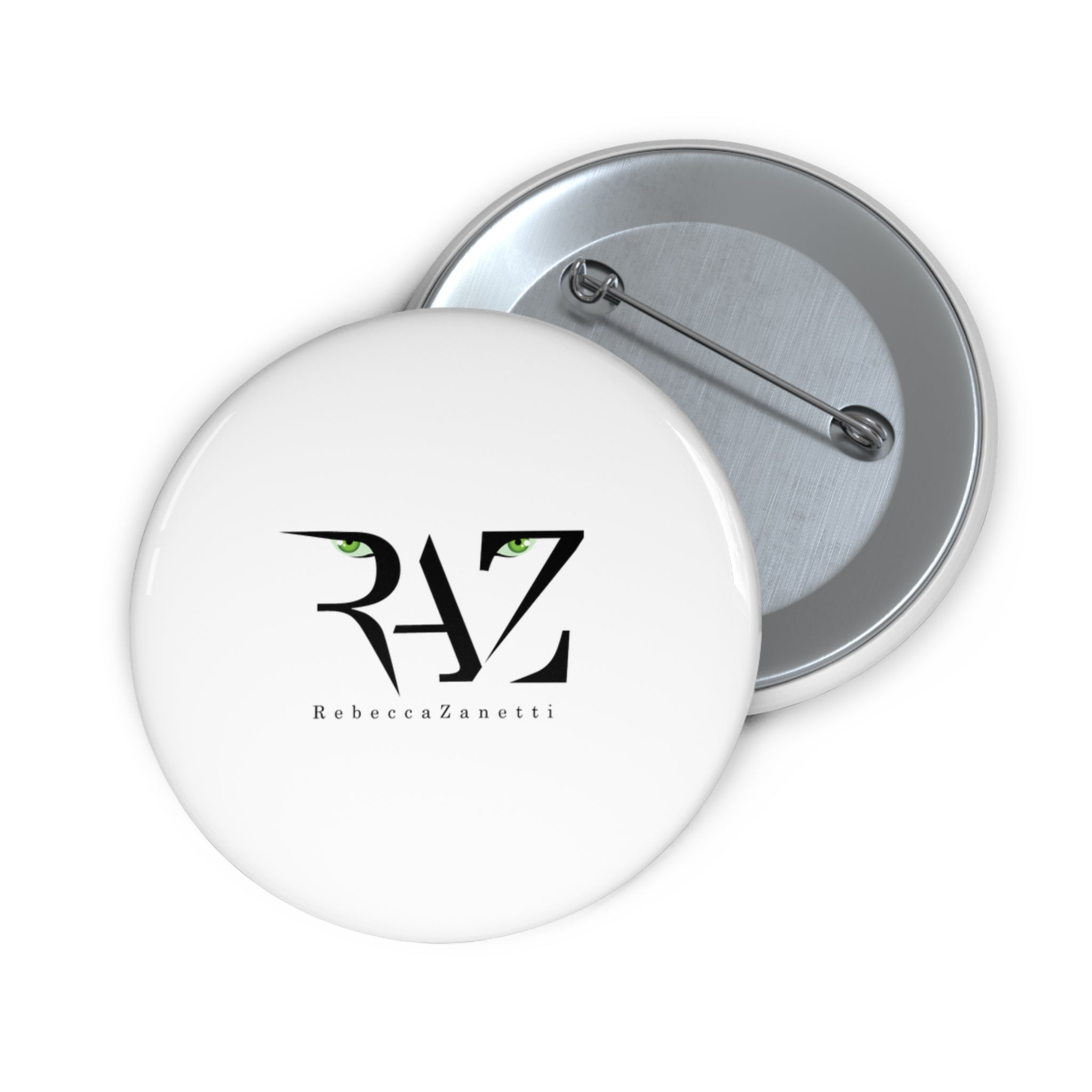 Custom Pin Buttons - RAZ Logo White