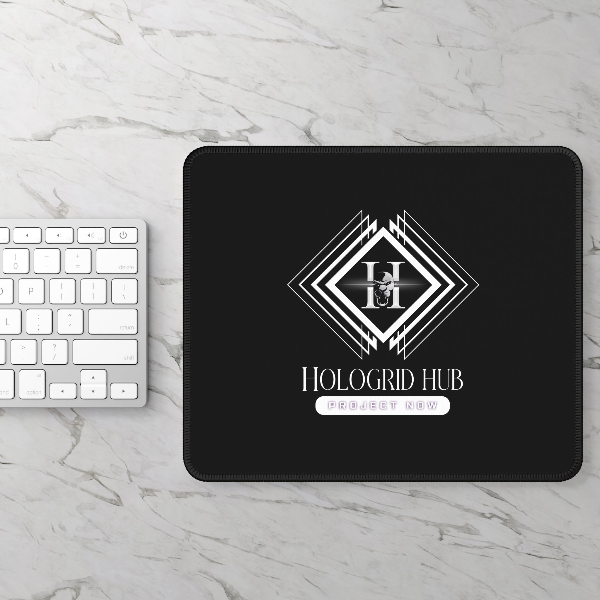 Black Custom Gaming Mouse Pad - Hologrid Hub Logo