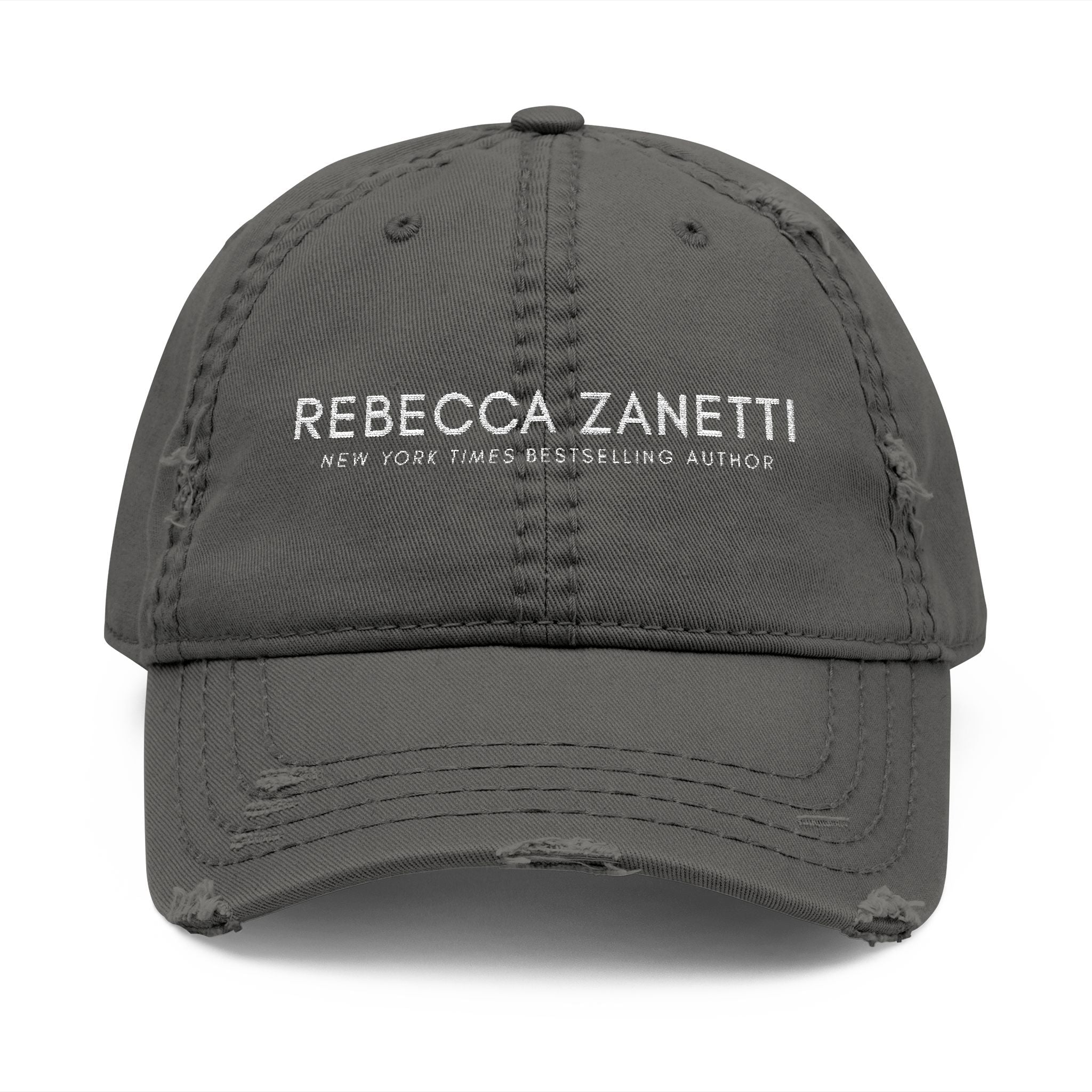 Distressed Dad Hat with Embroidered Design - Rebecca's Zanetti Logo