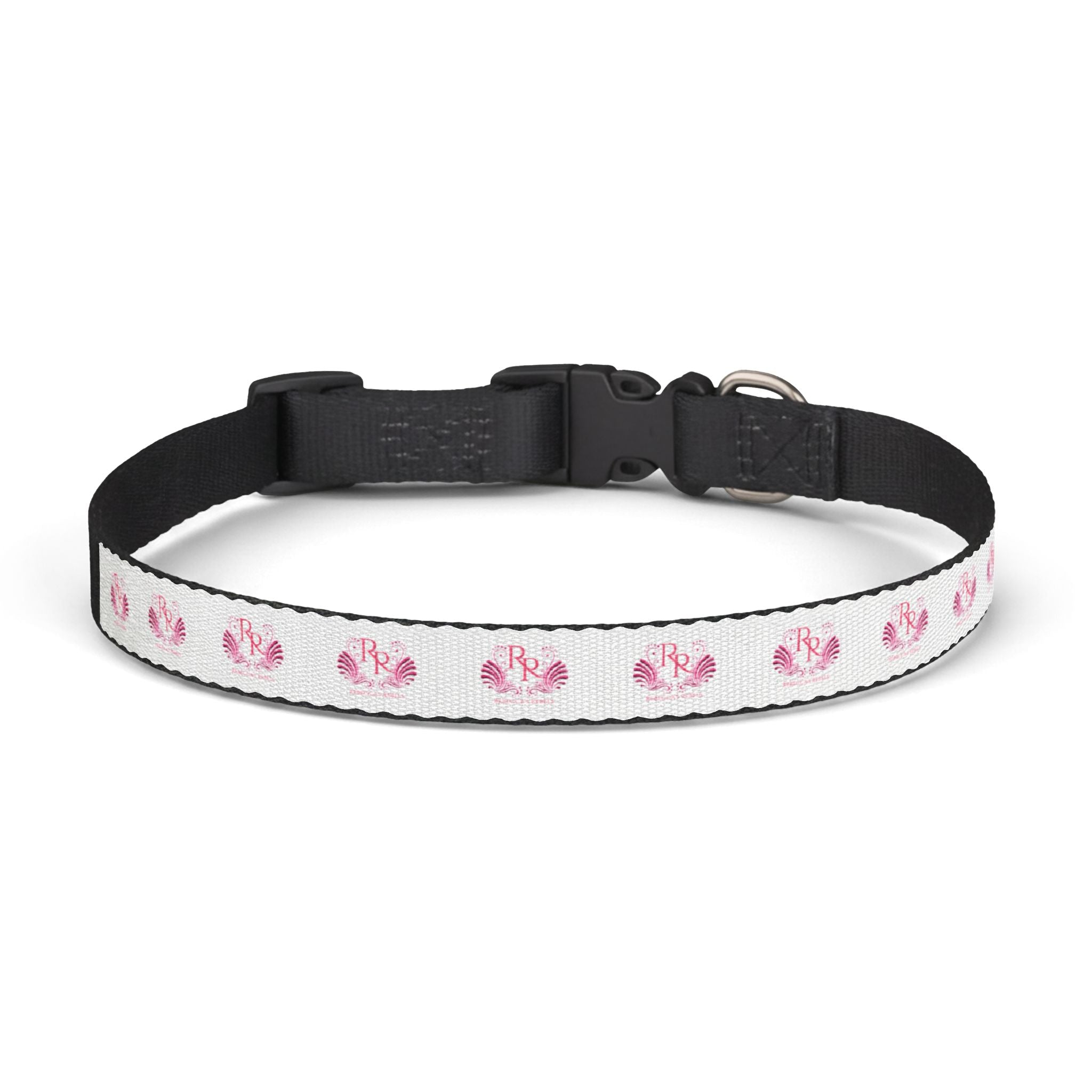 Pink Pawprint Clip-On Pet Collar — Adjustable Dog Collar with Heart Paw Design - Rebecca's Rebels Pink Logo