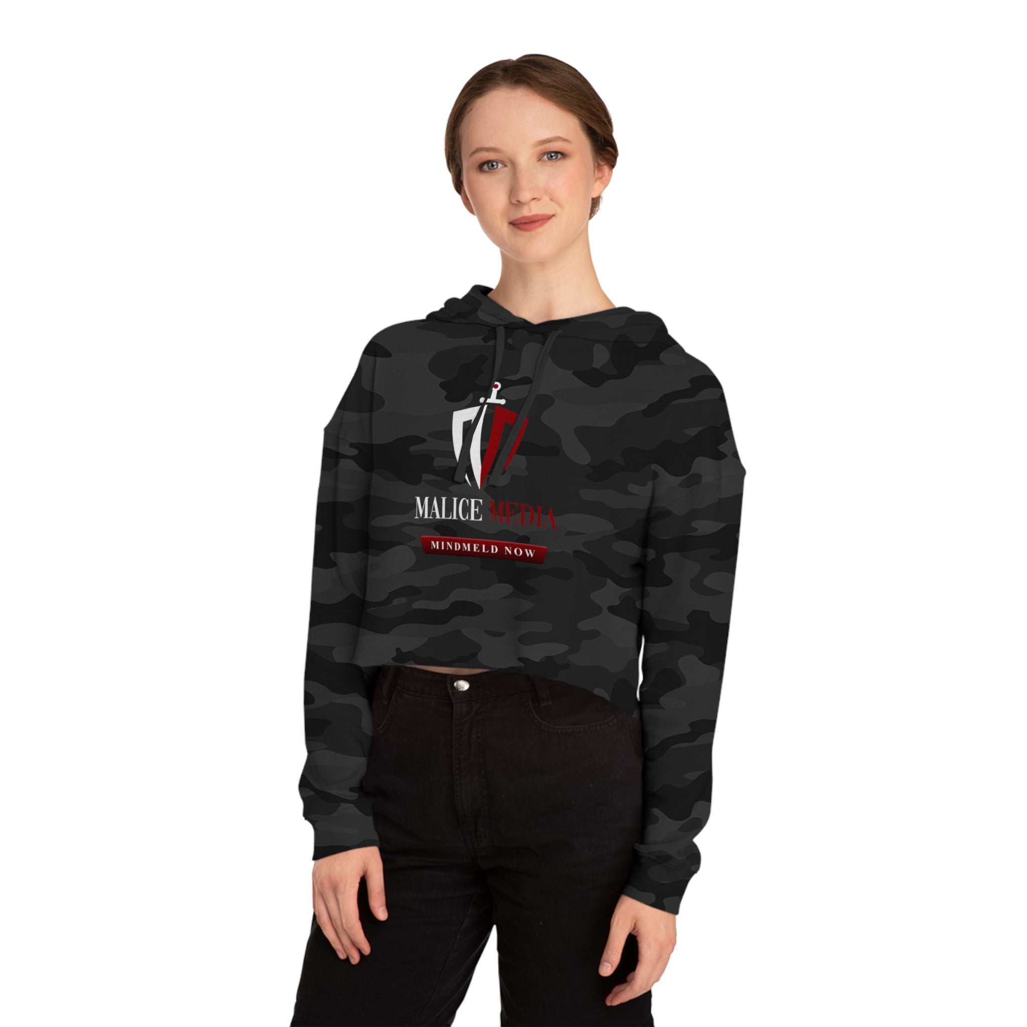 Women's Cropped Hooded Sweatshirt - Malice Media Front