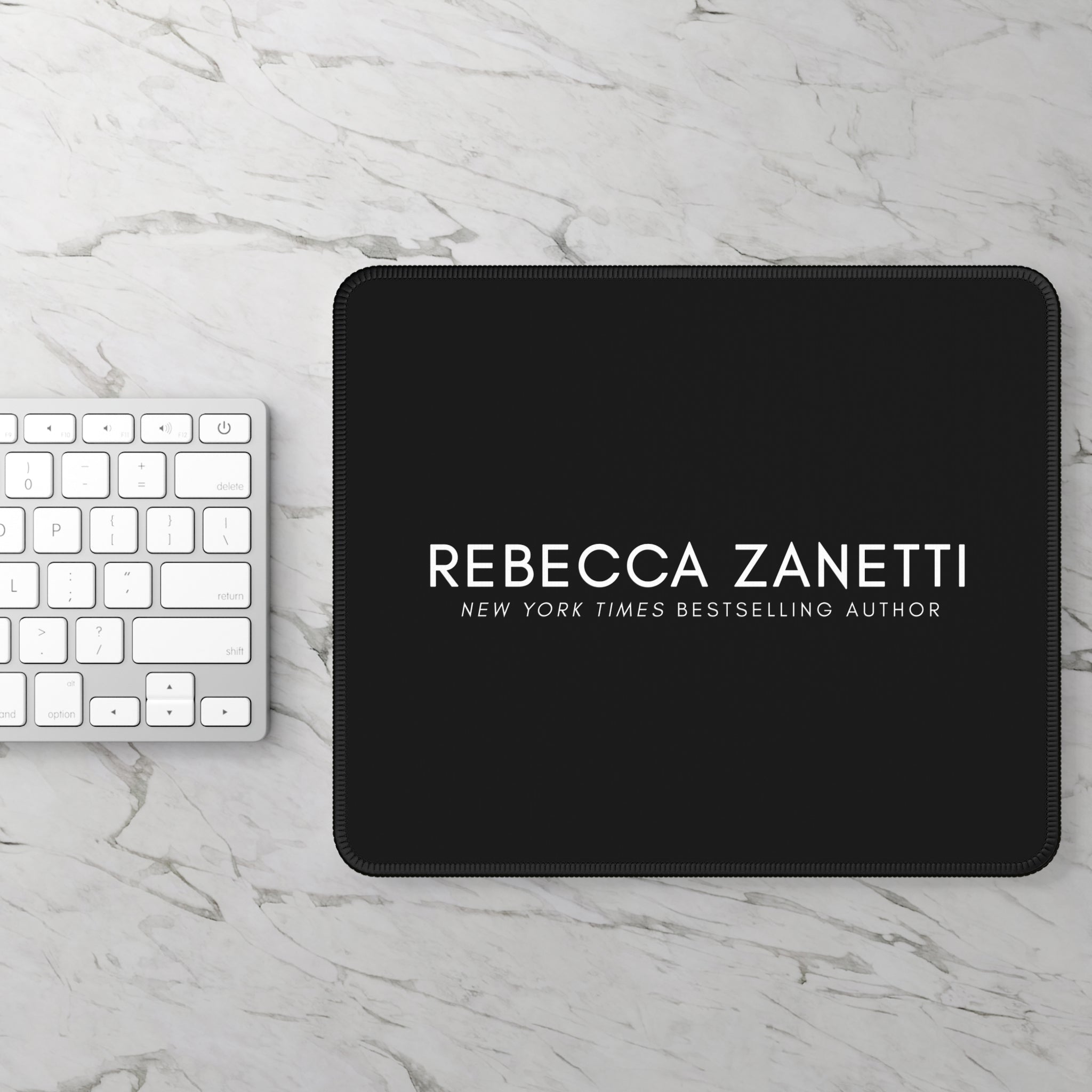 Black Custom Gaming Mouse Pad - Rebecca Zanetti White Logo