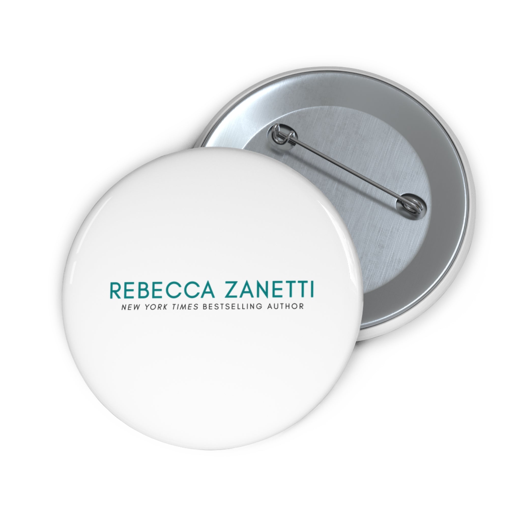 Custom Pin Buttons - Rebecca Zanetti Logo White