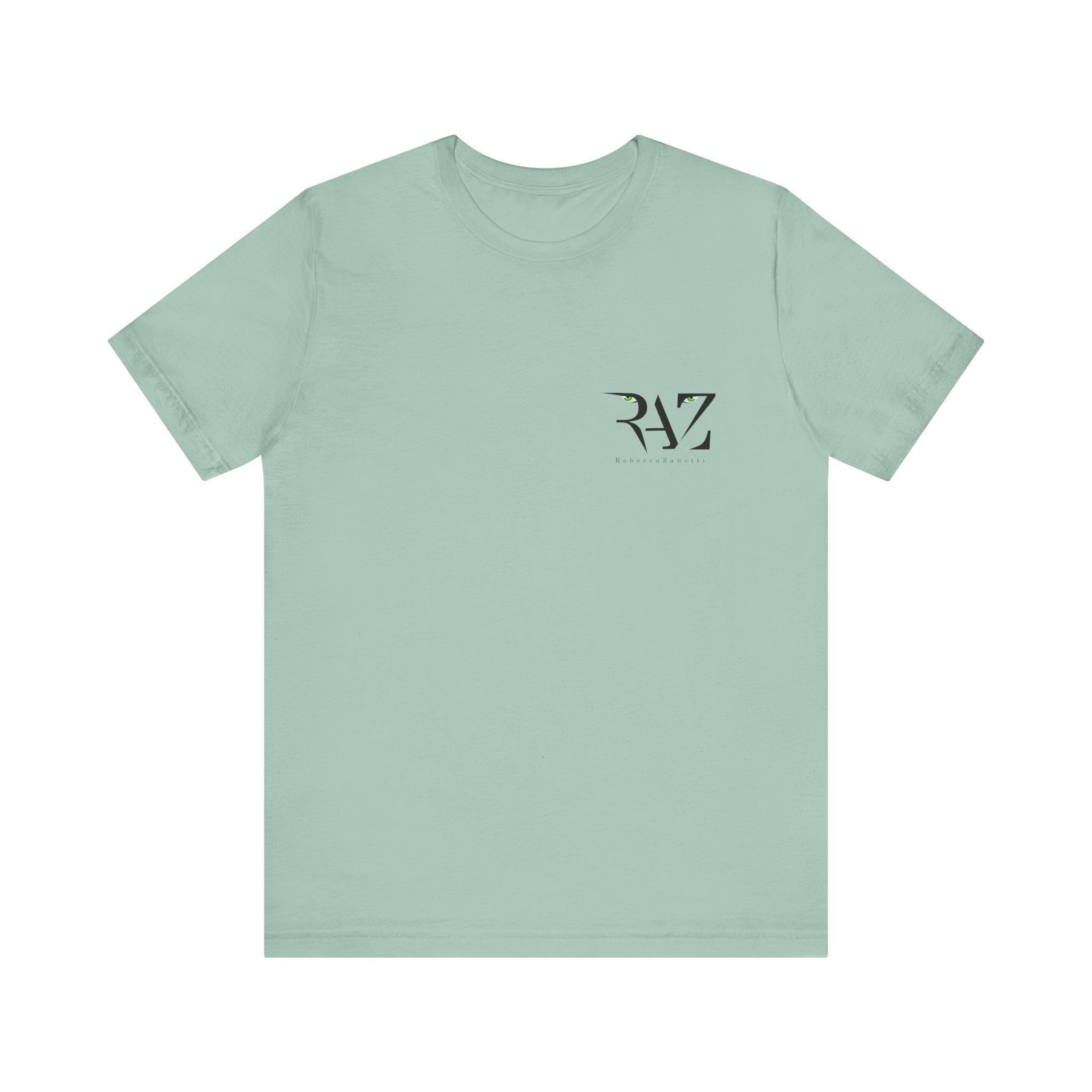 Unisex Short Sleeve Tee - RAZ Logo Front, Aquarius Social Logo Back