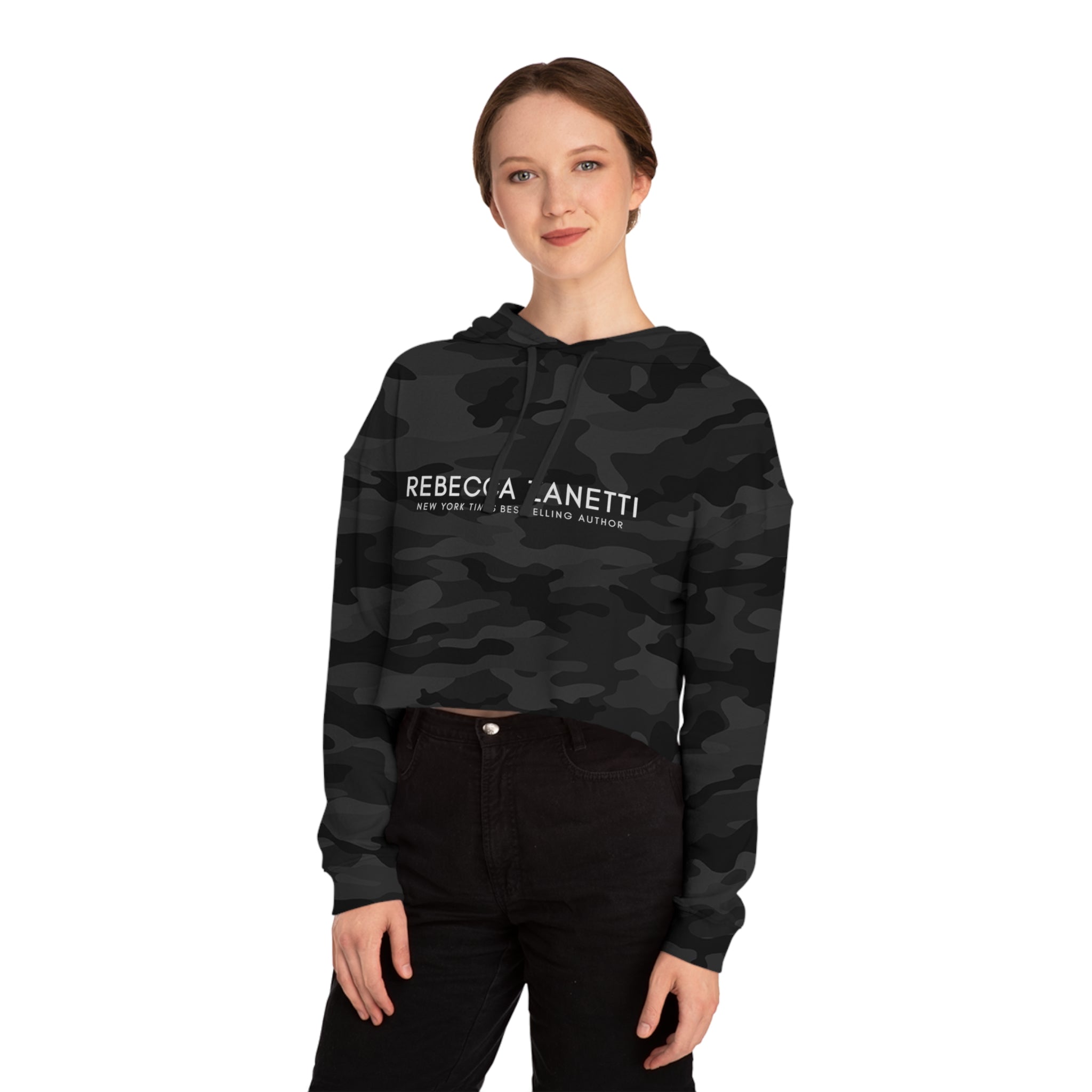 Women's Cropped Hooded Sweatshirt - Rebecca Zanetti Logo Front