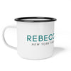 Enamel Camp Cup – Rebecca Zanetti Logo Teal