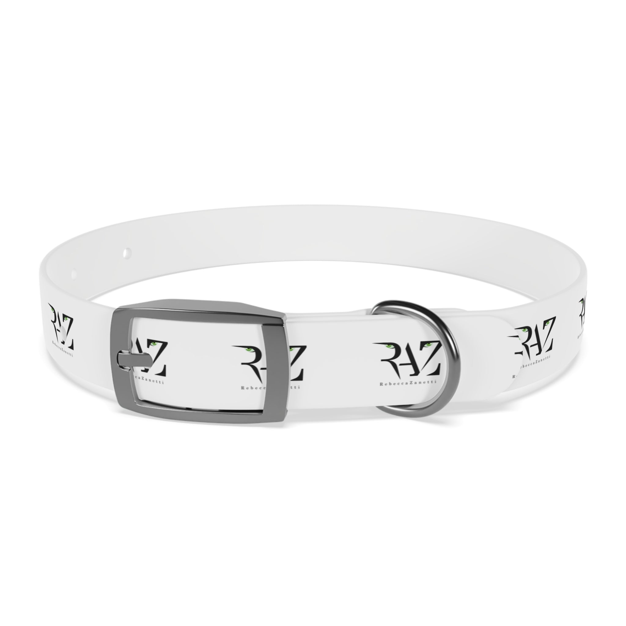 RAZ Logo Dog Collar — White Designer Pet Collar
