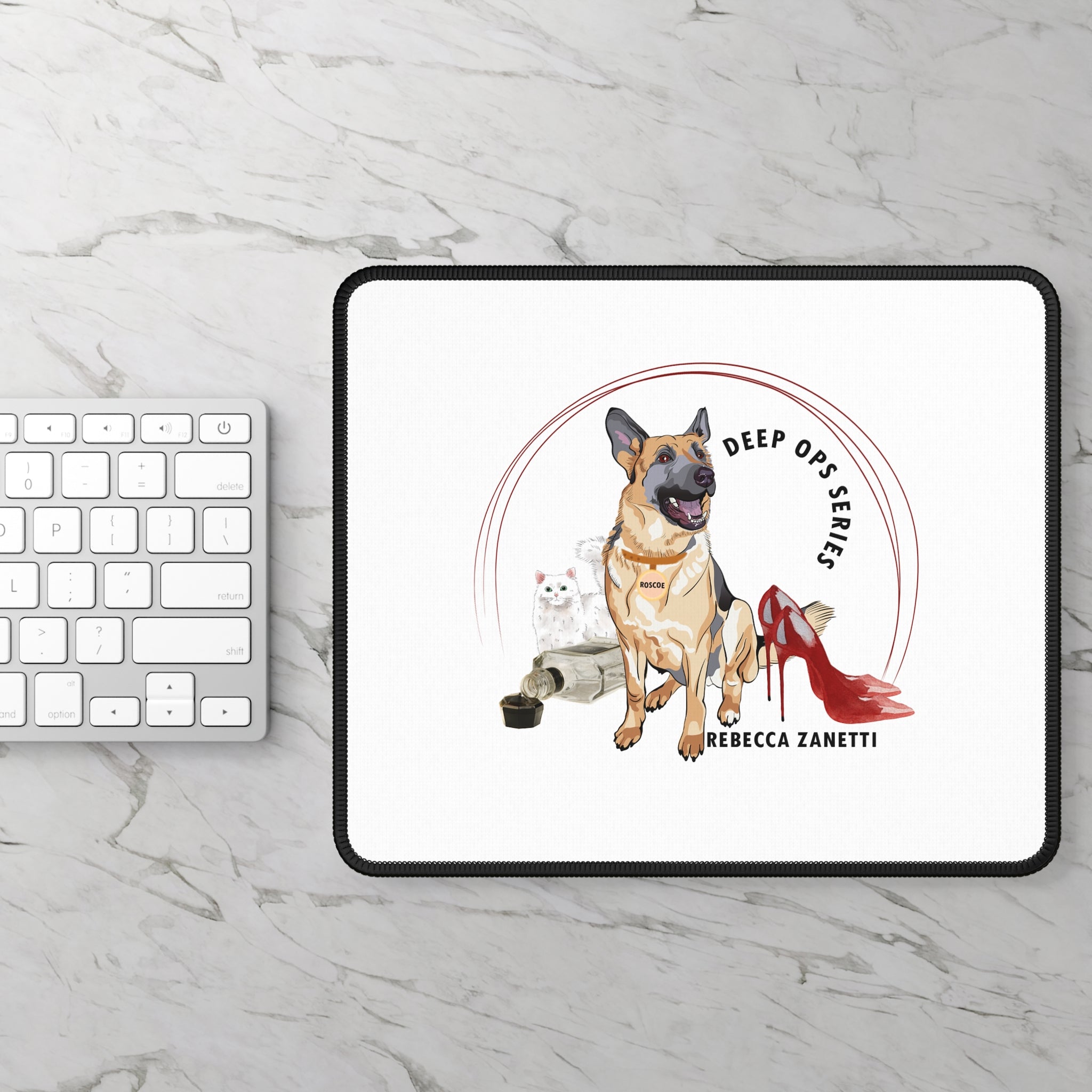 White Custom Gaming Mouse Pad - Deep Ops Logo