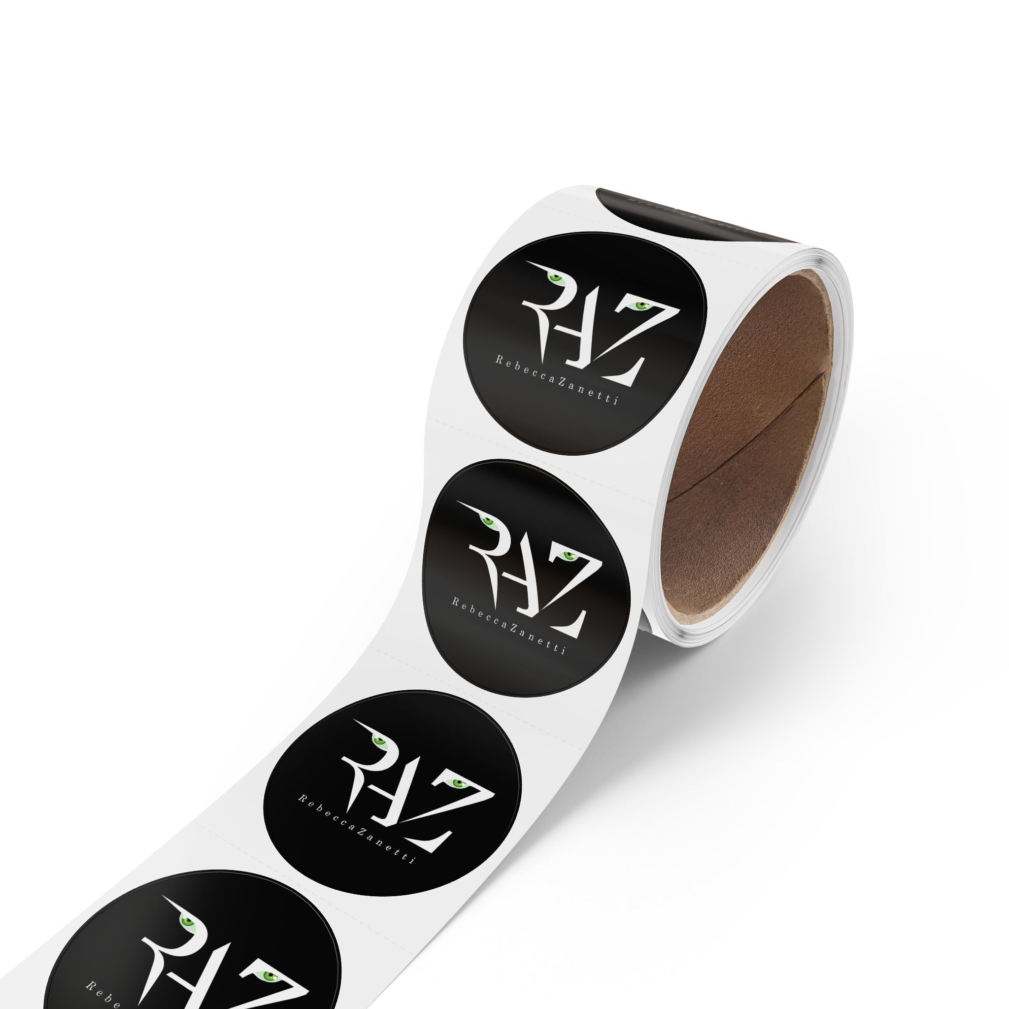 Round Sticker Labels - RAZ Logo Black Background – Rebecca Zanetti
