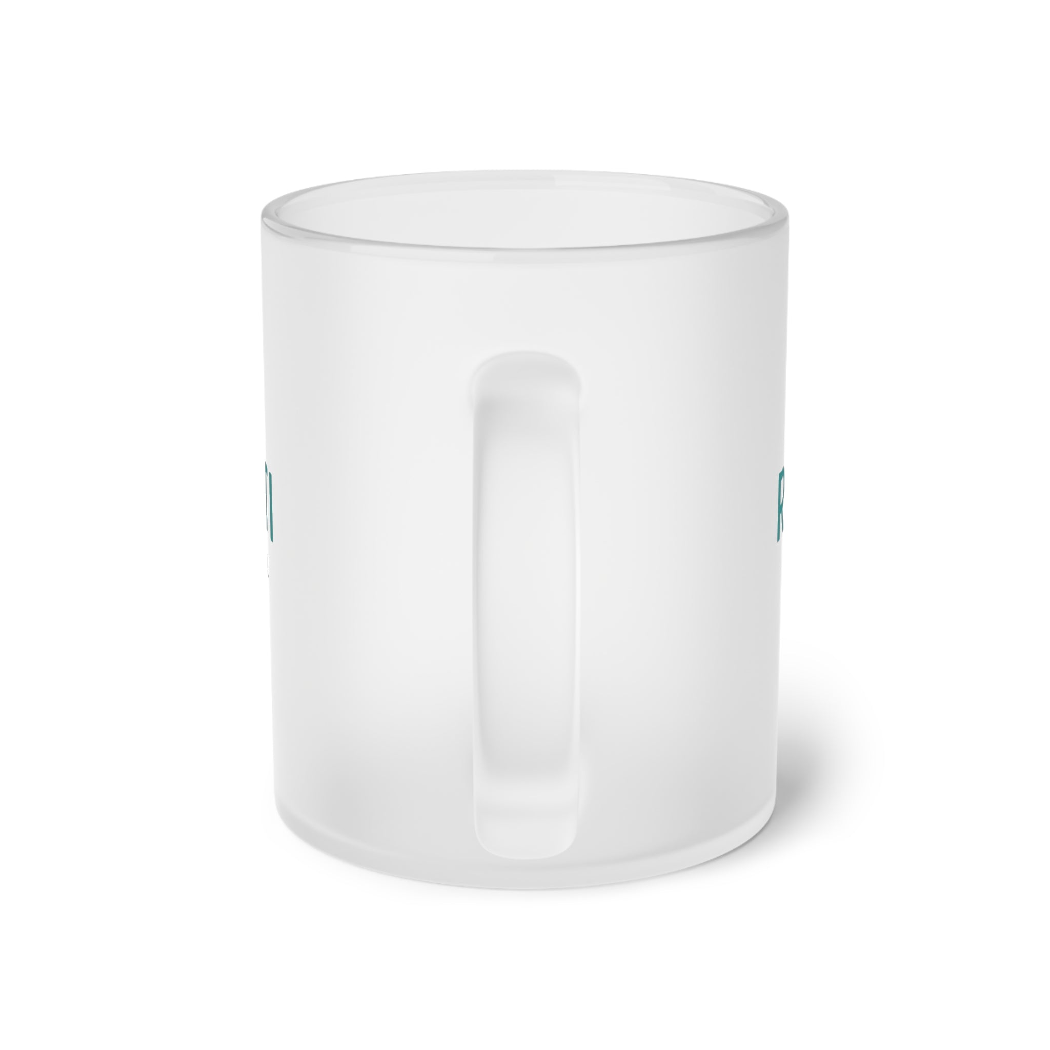 Frosted Glass Mug – Rebecca Zanetti Logo Teal