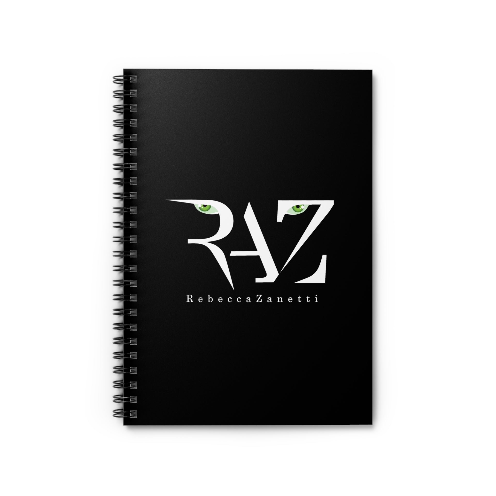 Rebecca Zanetti Spiral Notebook — RAZ Logo, Black (Design 2)