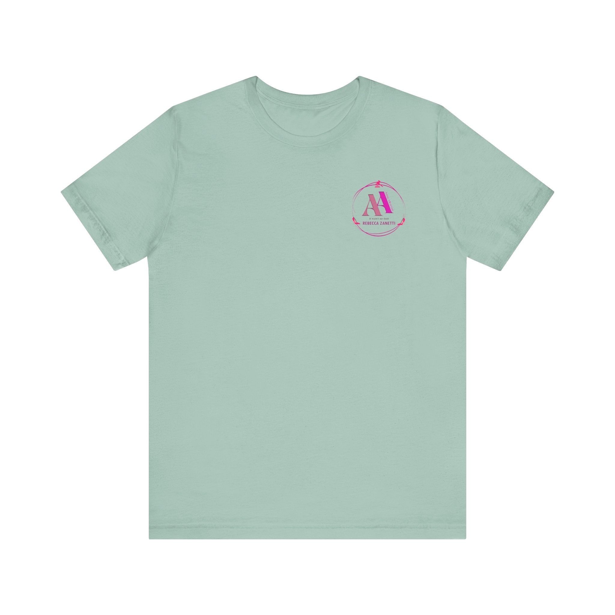 Unisex Short Sleeve Tee - Anna Albertini Logo Front, Rebecca's Rebels Pink Logo Back