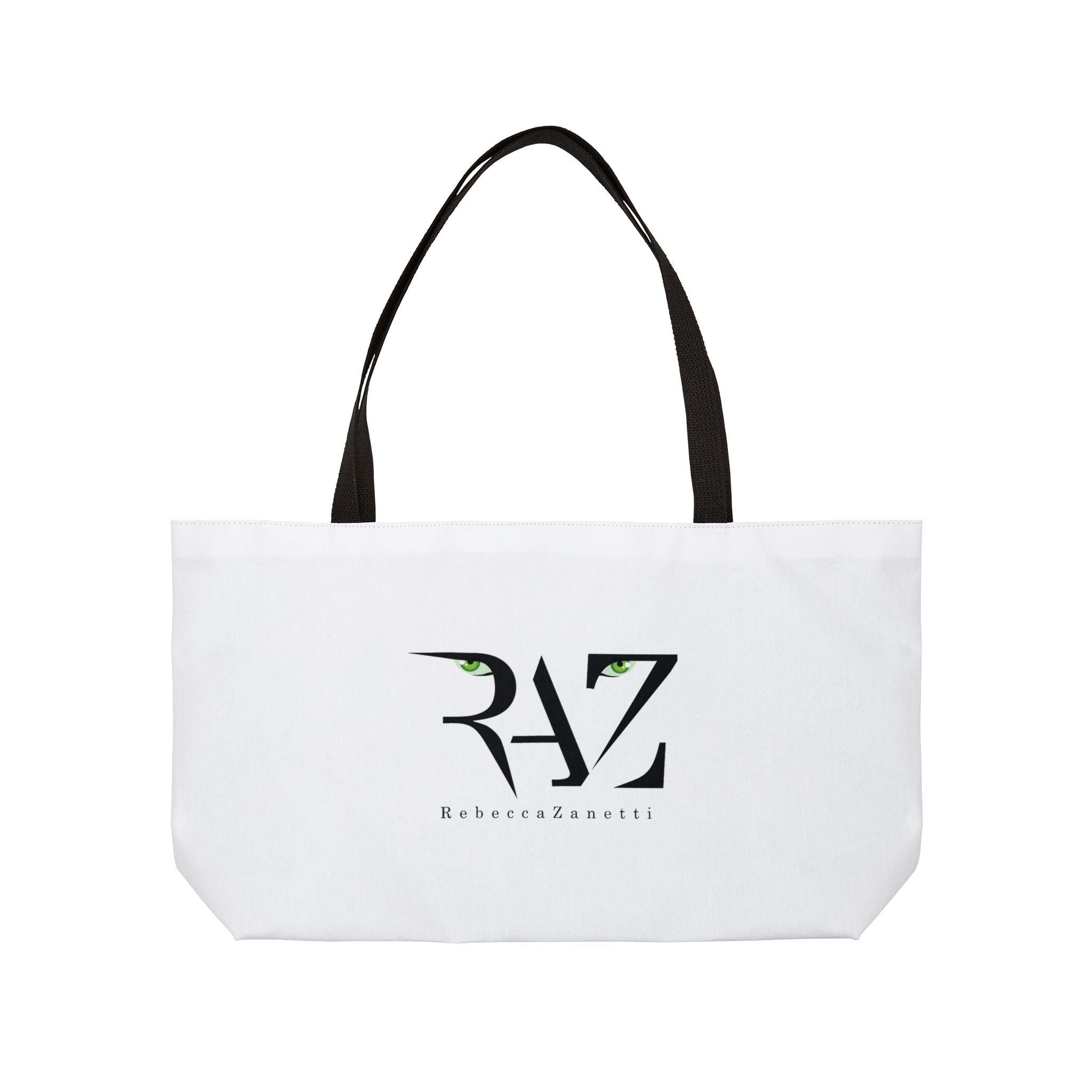 Logo Raz Store White Weekender Tote Bag - RAZ Logo – Rebecca Zanetti