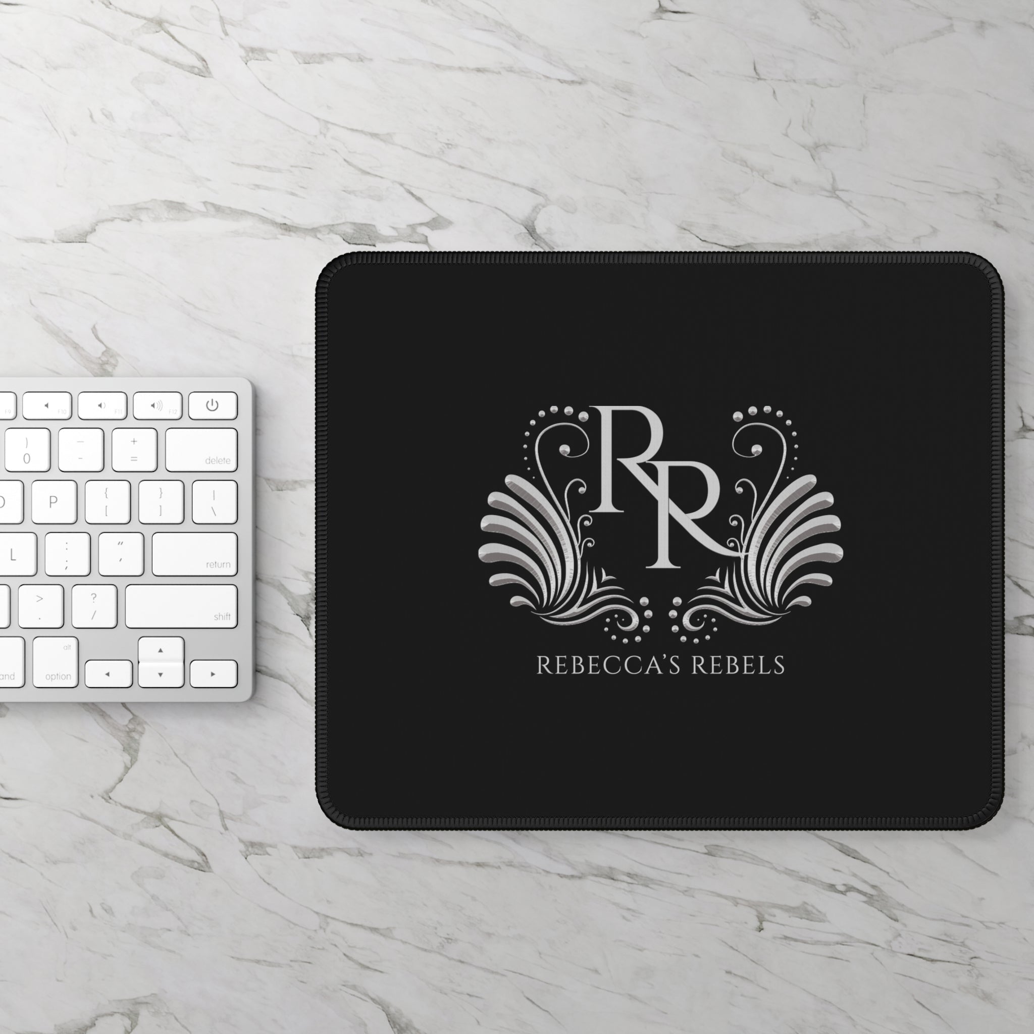 Black Custom Gaming Mouse Pad - Rebecca's Rebels Gray Logo