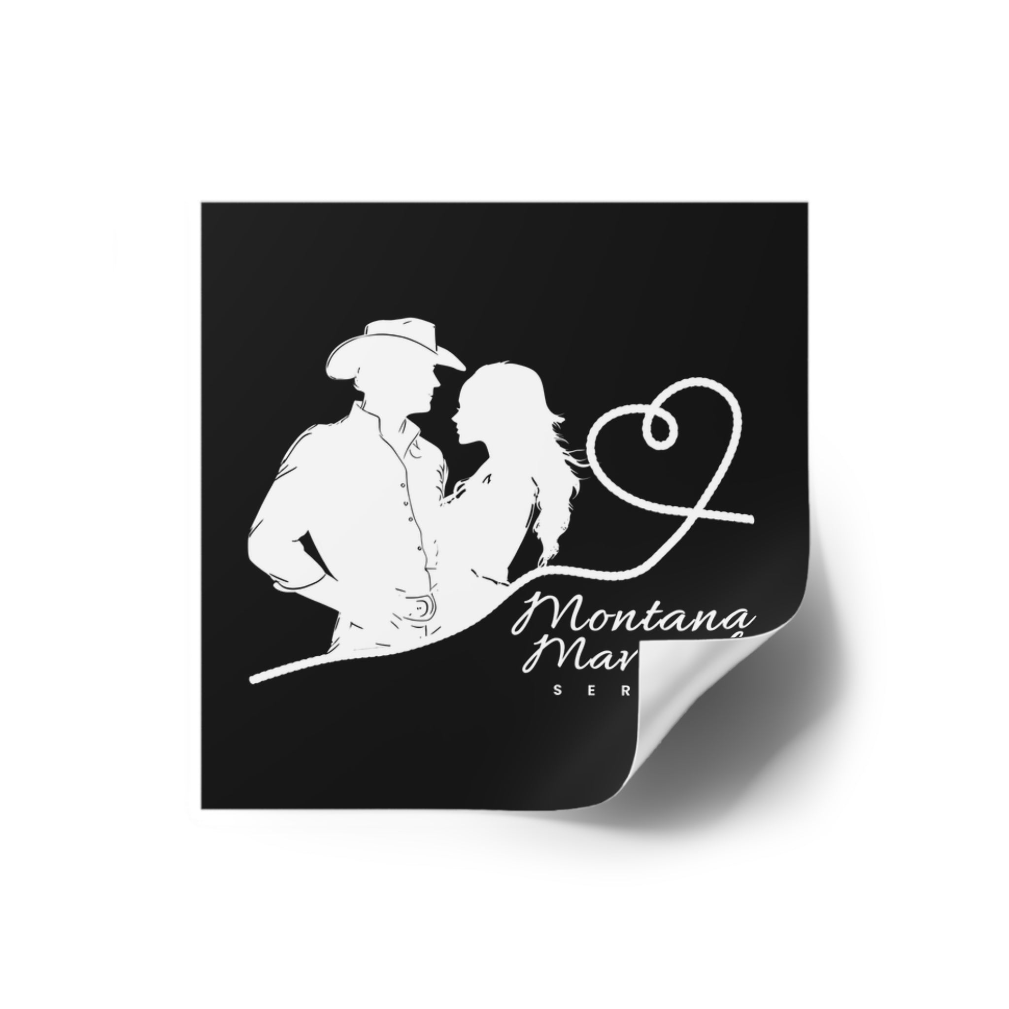 Square Stickers - Montana Mavericks Black Background