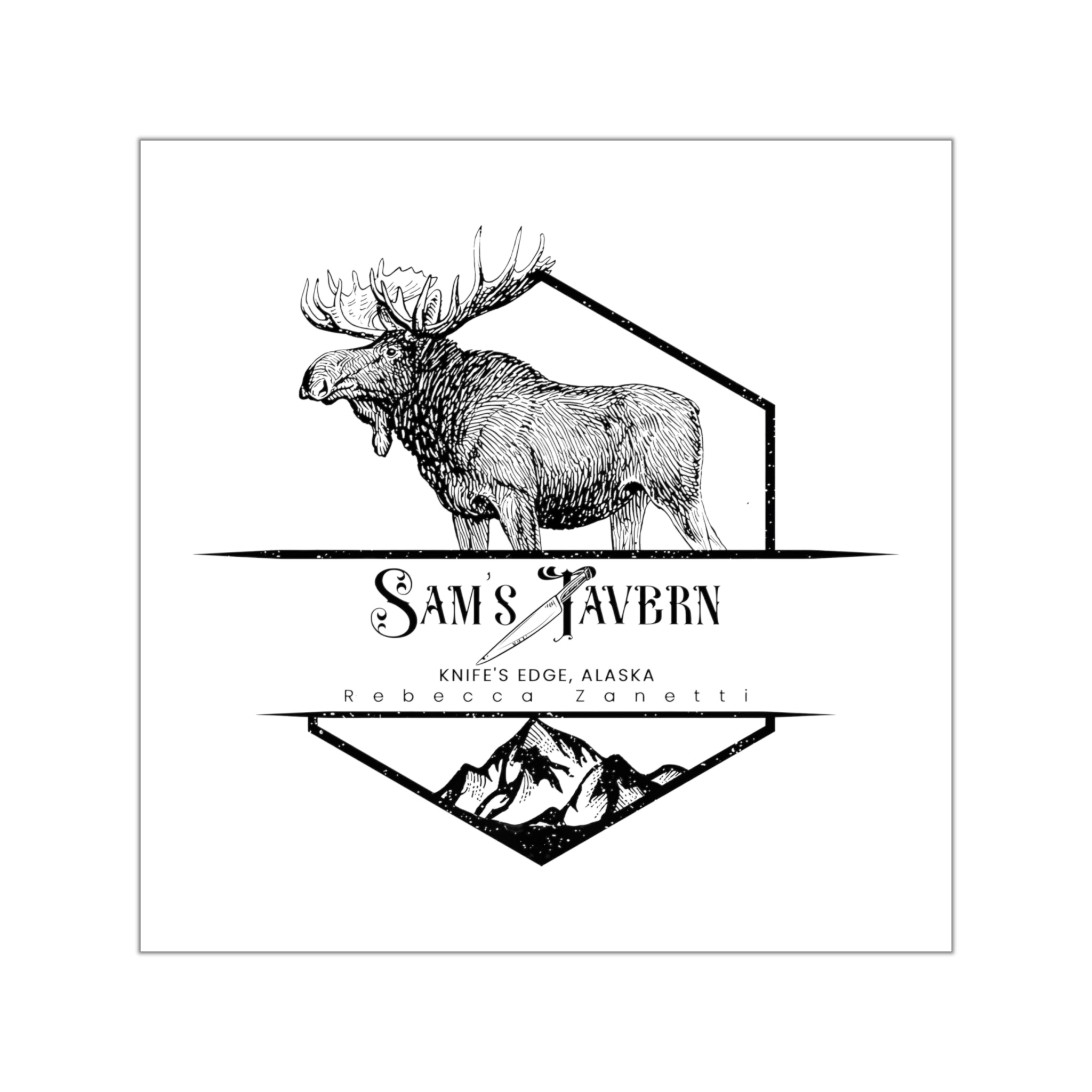 Square Vinyl Stickers - Sam's Tavern | Knife's Edge, Alaska