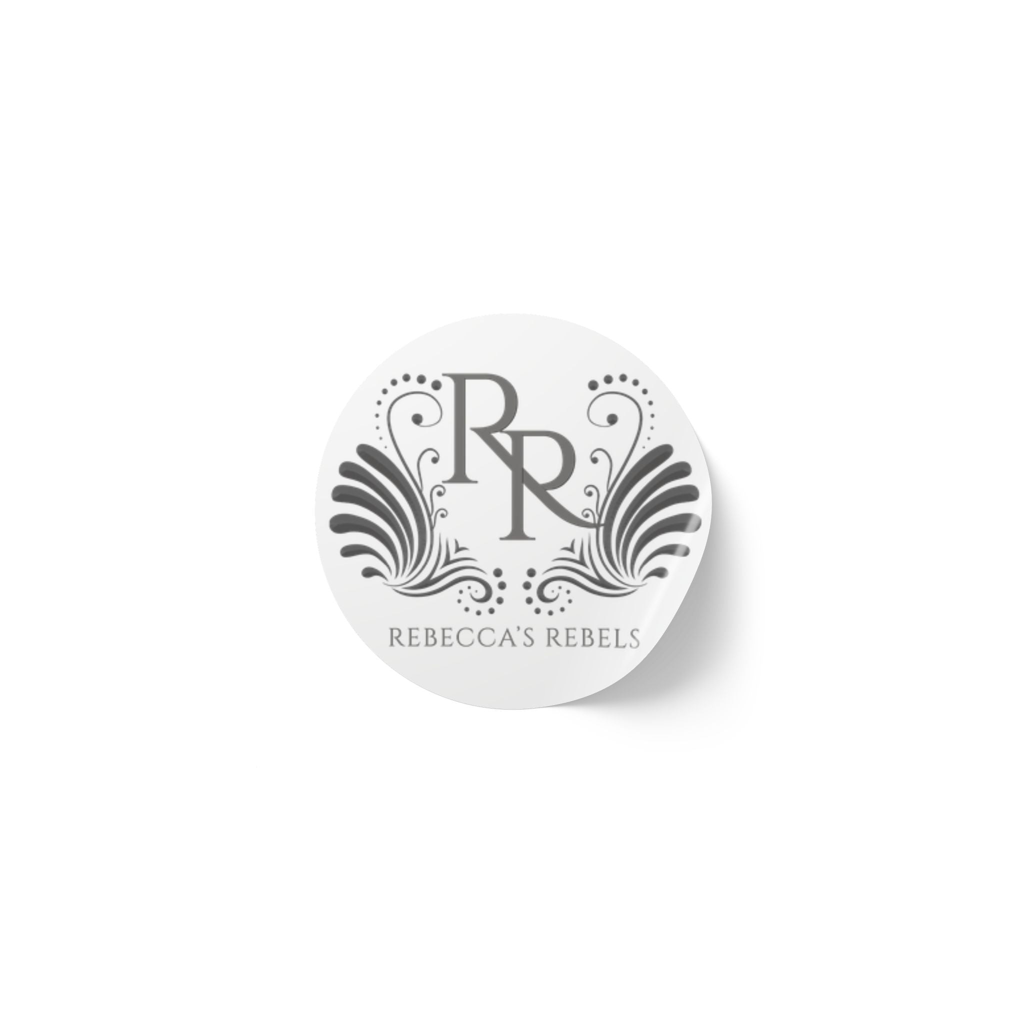 Round Sticker Labels - Rebecca's Rebels Dark Gray