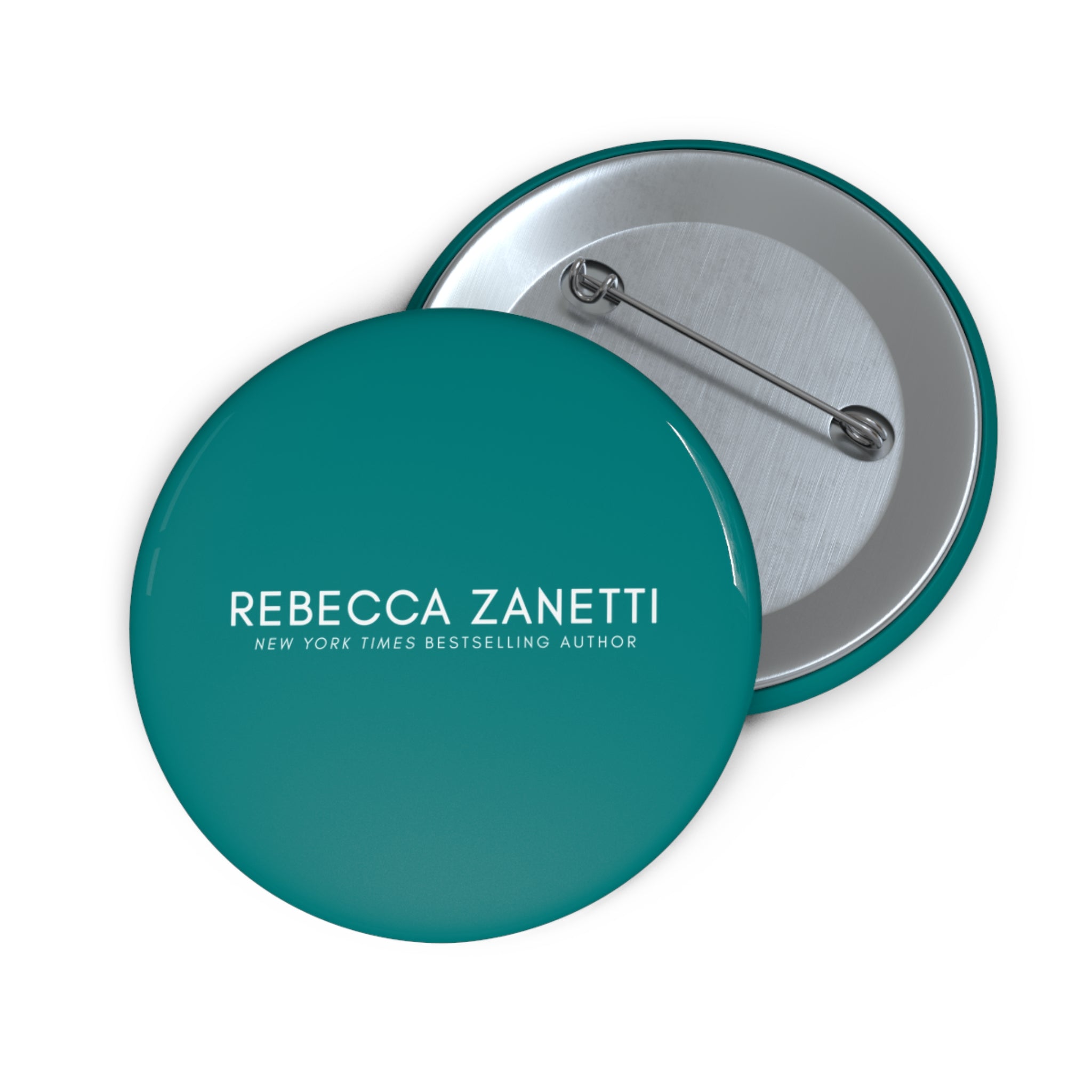 Custom Pin Buttons - Rebecca Zanetti Logo Teal