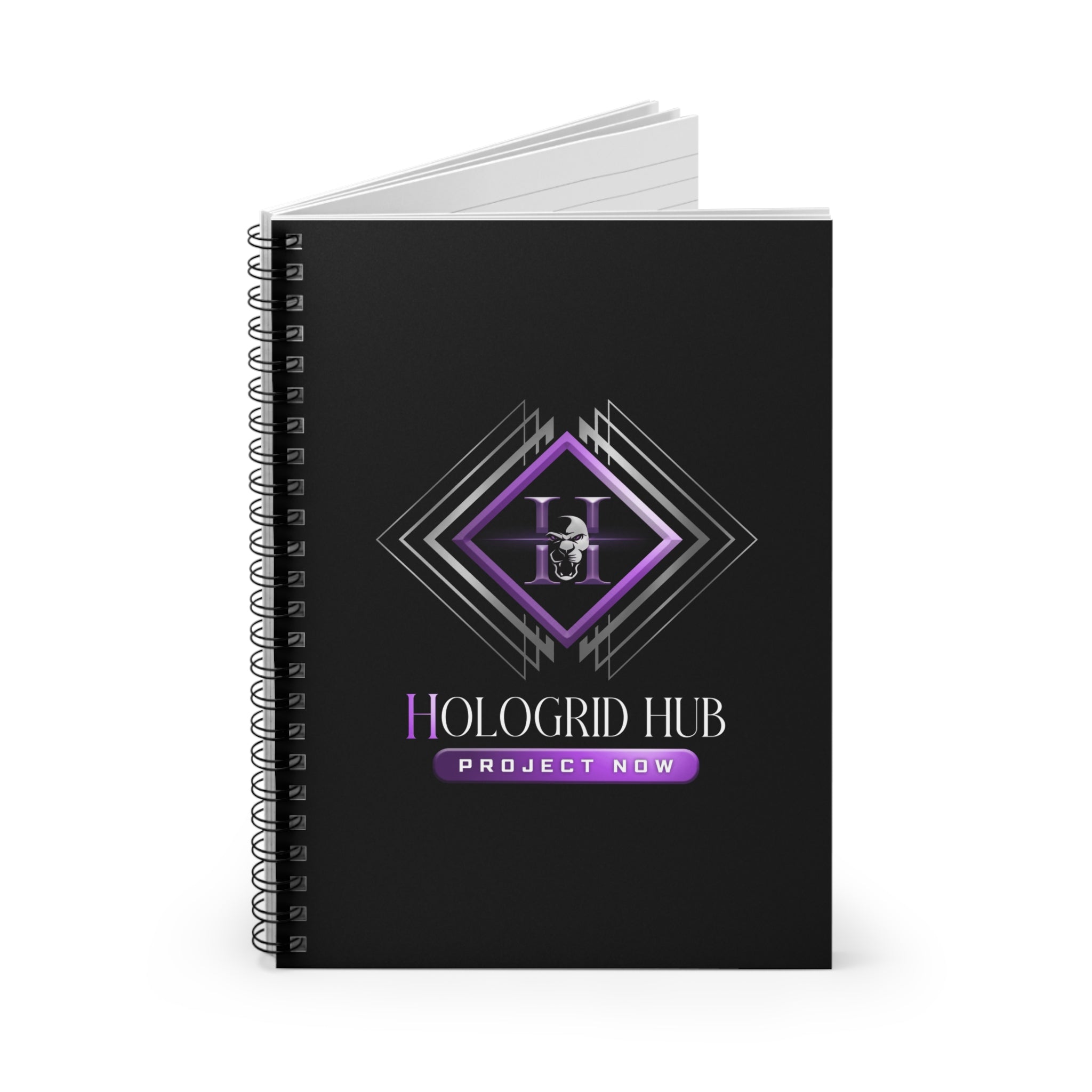 Spiral Notebook - Ruled Line - Hologrid Hub Black
