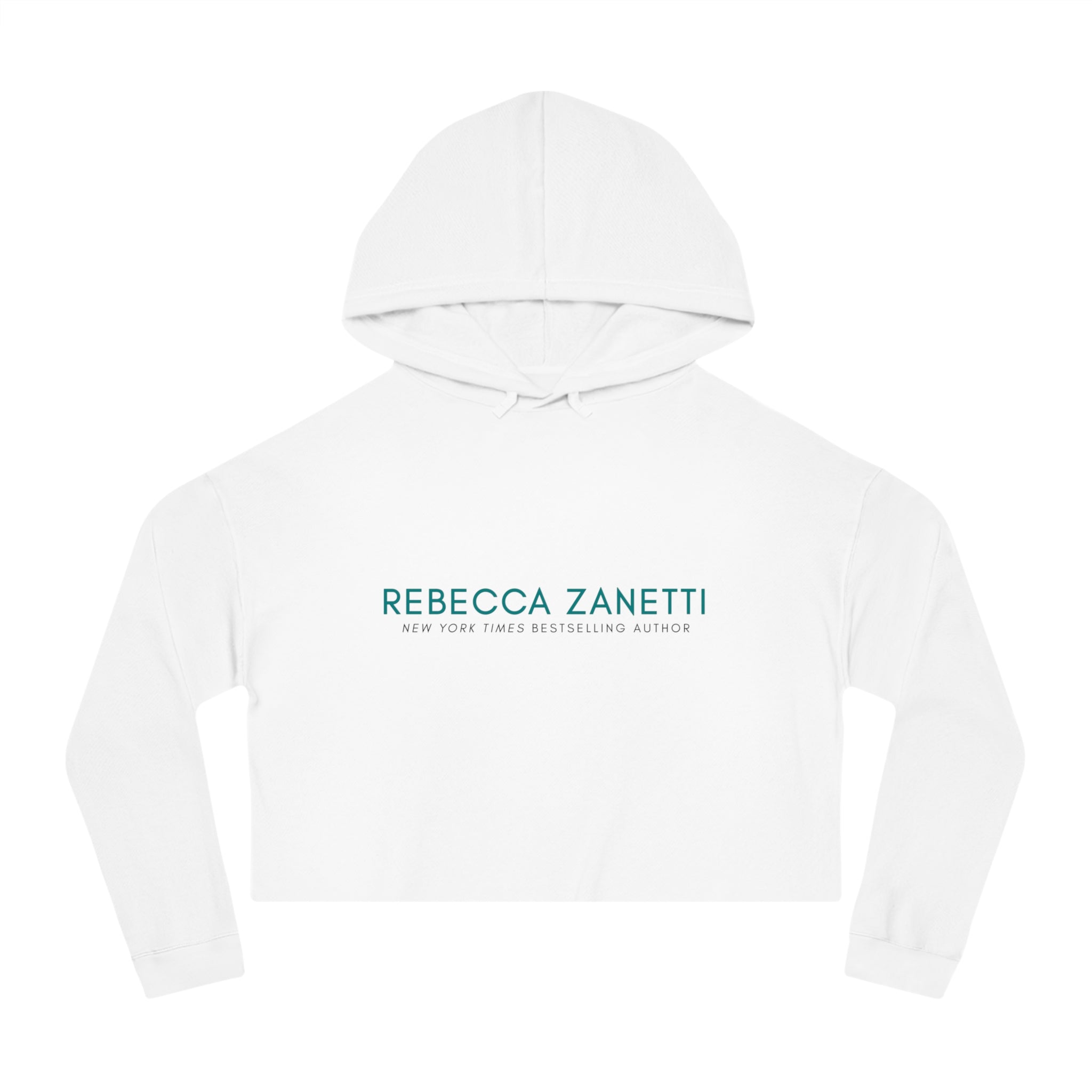 Women's Cropped Hooded Sweatshirt - Rebecca Zanetti Logo Teal Front