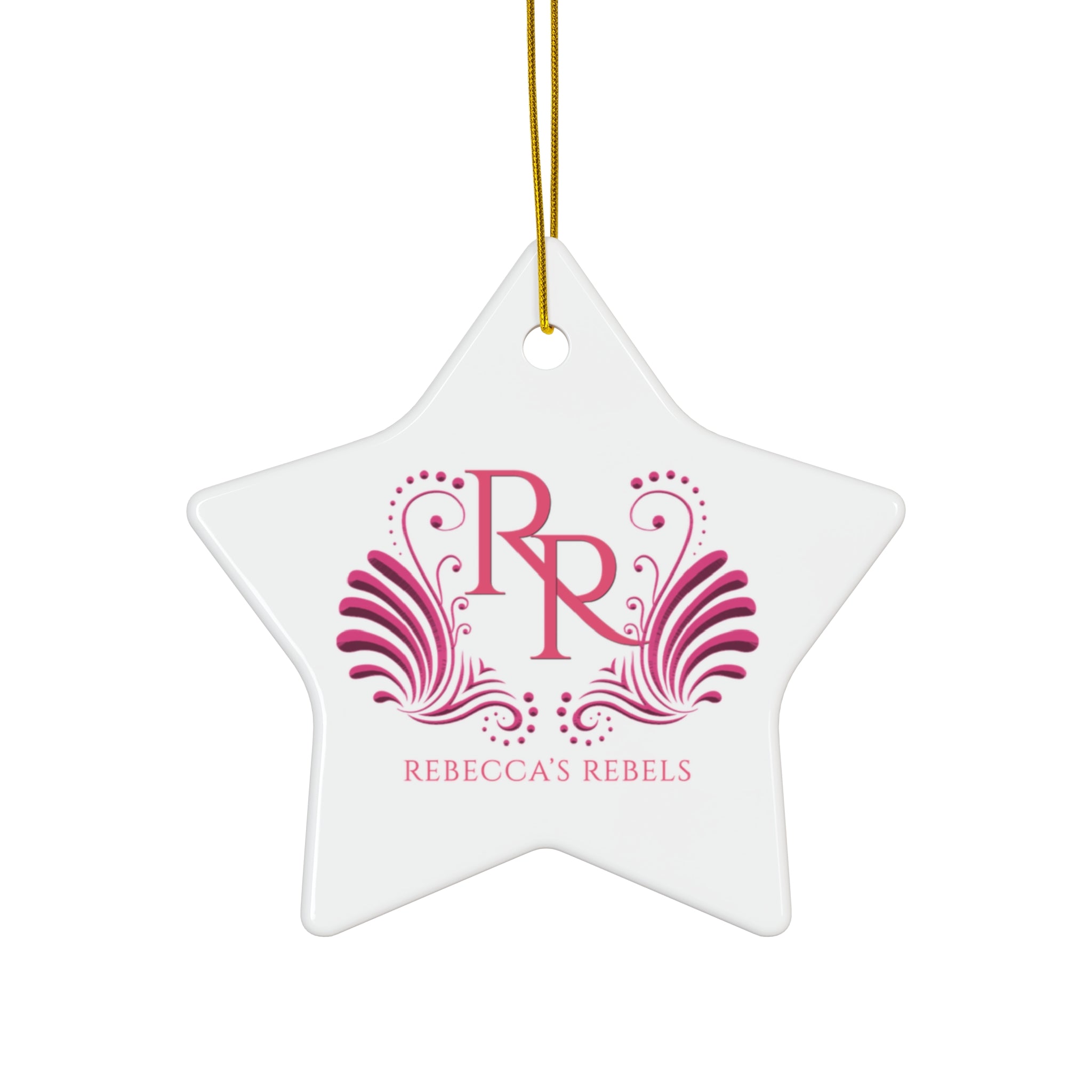 Personalized Ceramic Star Ornament — "Rebecca's Rebels" Monogram Holiday Decoration